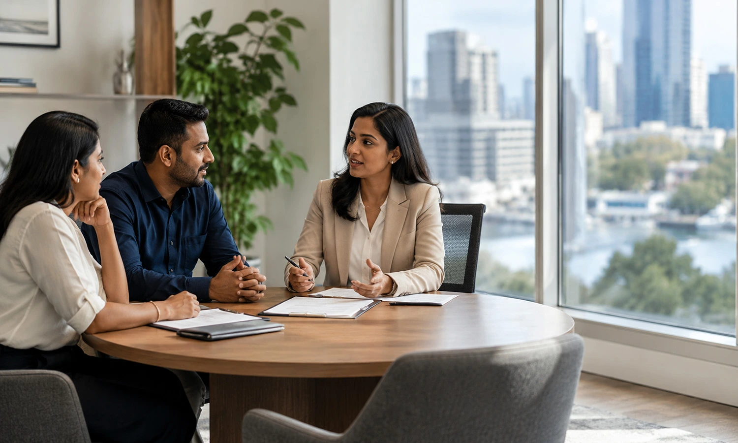 Indian-Australian Couple Using Family Law Mediation Services With A Mediator To Resolve Disputes Peacefully.